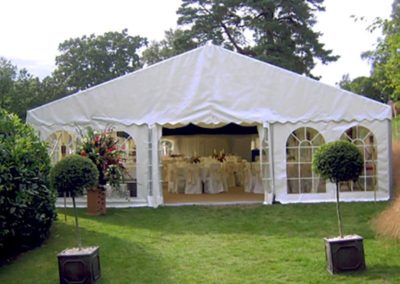 Marquee entrance with pvc Georgian style windows
