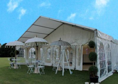 External view of a luxury marquee prepared for Royal Ascot races