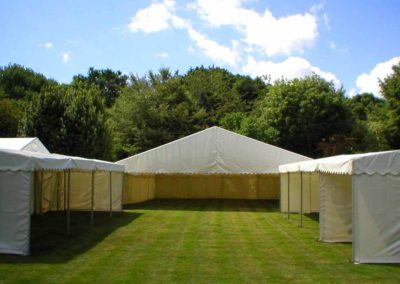Image of external view of several marquees prepped for festival