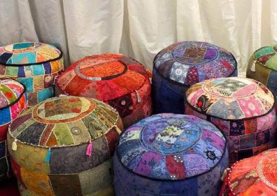 Image of colourfull Indian-style Ottoman seats