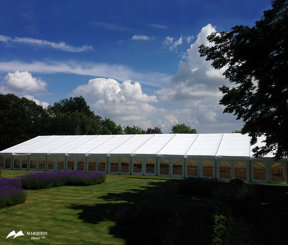 External view of a luxury marquee prepared for Royal Ascot races